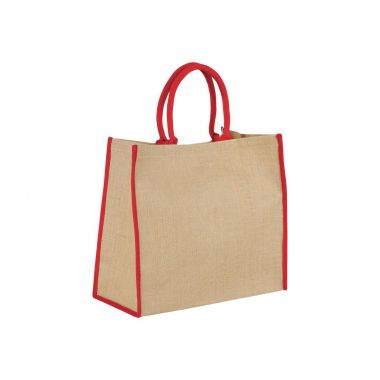 Lichtbruin /  rood Jute shopper | Groot | Kleurrijk