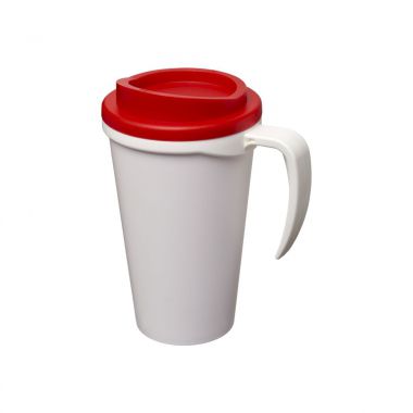 Wit /  rood Thermosbeker to go | Met handvat | 350 ml