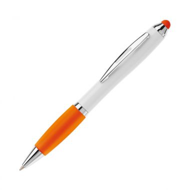 Wit / oranje Witte balpen | Gekleurde grip