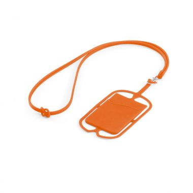 Oranje Siliconen kaarthouder | Met lanyard