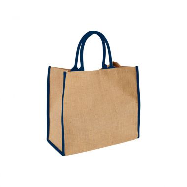 Lichtbruin /  navy Jute shopper | Groot | Kleurrijk