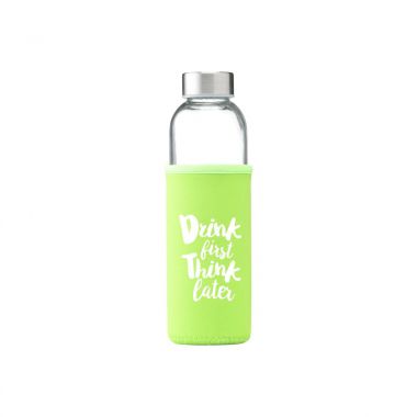 Lime Glazen drinkfles | Sleeve | 500 ml