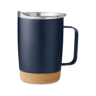 Navy Drinkbeker met kurkdesign | Dubbelwandig | 300ml