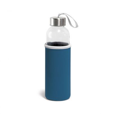 Blauwe Glazen drinkfles | Softshell hoes | 520 ml