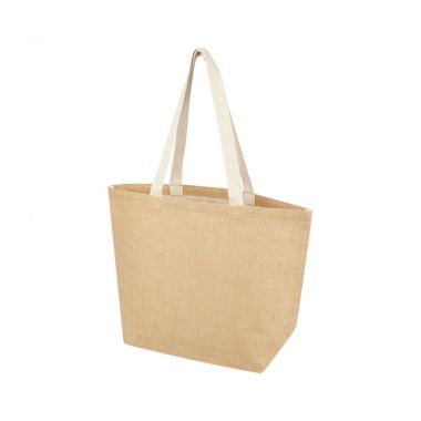 Lichtbruin /  wit Shopper | Juten | Lange hengsels