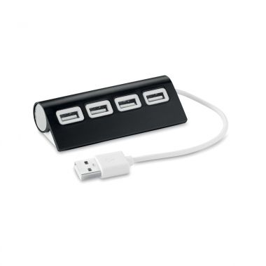 Zwarte USB hub | Aluminium