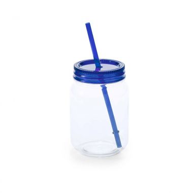 Blauwe Mason jar | 600 ml