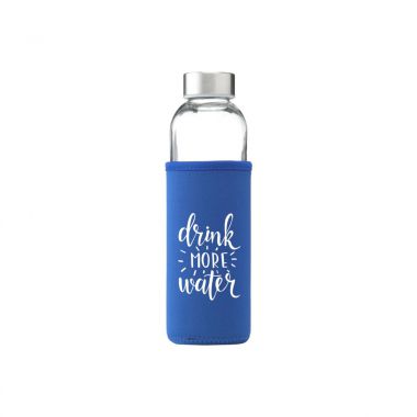 Blauwe Glazen drinkfles | Sleeve | 500 ml