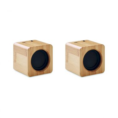 Lichtbruine Bamboe speaker | 2 stuks