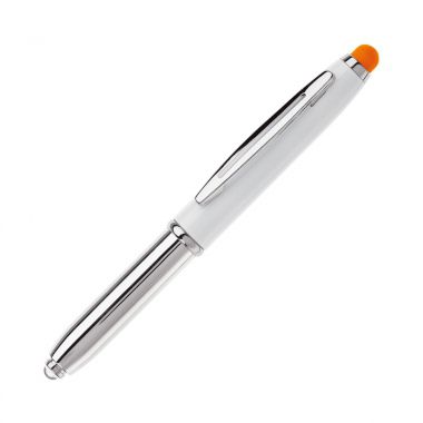 Wit / oranje Stylus pen | Met lampje