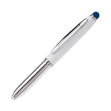 Wit / donker blauw Stylus pen | Met lampje
