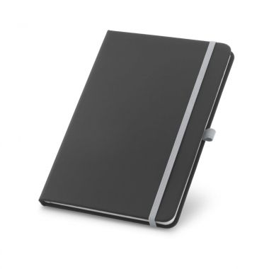 Lichtgrijze Zwart notitieboekje | Gekleurd elastiek
