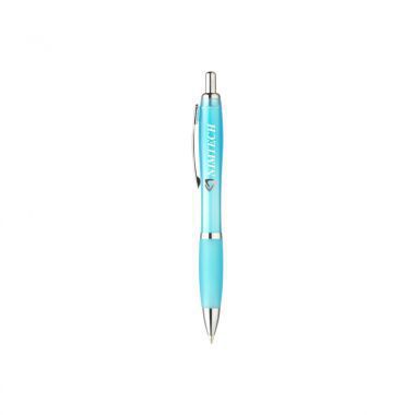 Lichtblauwe Pen | Transparant | Rubber grip