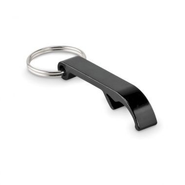 Zwarte Flesopener sleutelhanger | Aluminium