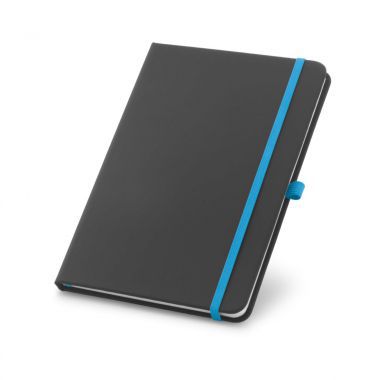 Lichtblauwe Zwart notitieboekje | Gekleurd elastiek
