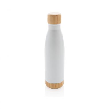 Witte RVS fles | bamboe deksel en bodem | 700 ml