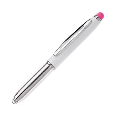 Wit / roze Stylus pen | Met lampje