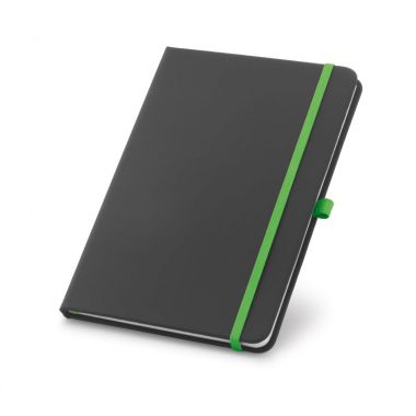 Lichtgroene Zwart notitieboekje | Gekleurd elastiek