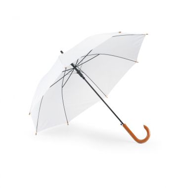 Witte Goedkope paraplu | Houten handvat | 104 cm