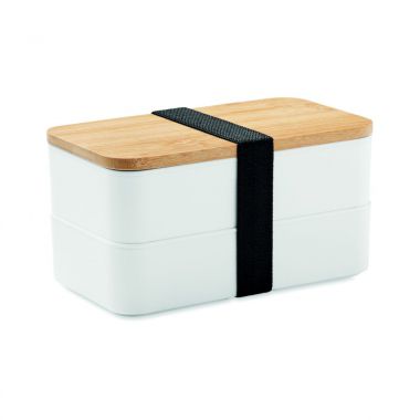 Witte Lunchbox PP | Bamboe deksel | 2 laags