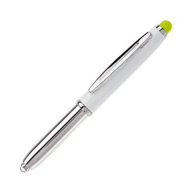 Wit / licht groen Stylus pen | Met lampje