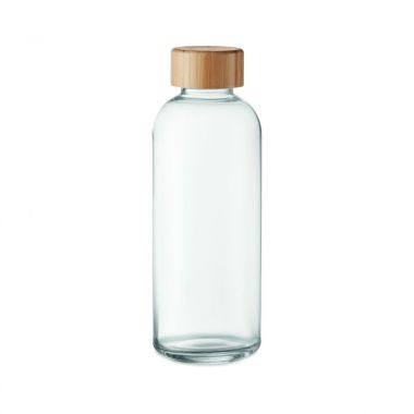 Transparante Glazen drinkfles | Bamboe dop | 650ml