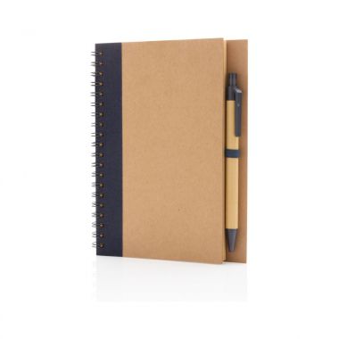 Blauwe Kraft spiraal notitieboekje met pen