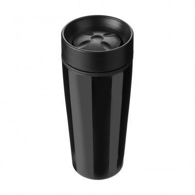 Zwarte RVS drinkbeker | Met drukknop | 450 ml