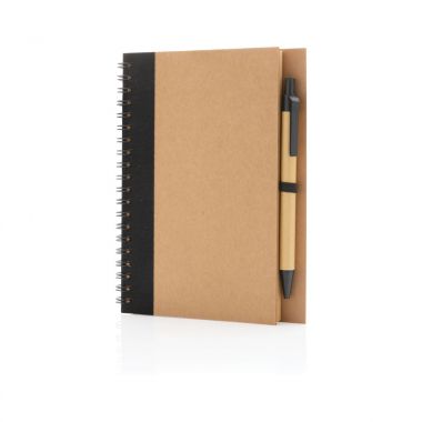 Zwarte Kraft spiraal notitieboekje met pen