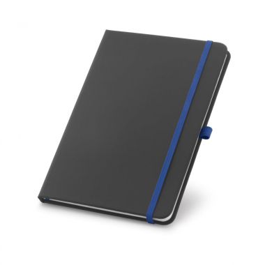 Koningsblauw Zwart notitieboekje | Gekleurd elastiek