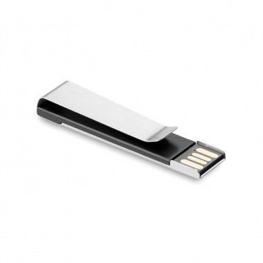 Zwarte USB stick | Metalen clip | 1GB