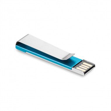 Blauwe USB stick | Metalen clip | 2GB