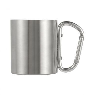 Zilvere RVS koffiemok | Karabijnhaak | 200 ml